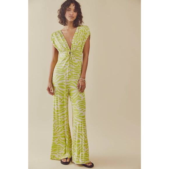 Free People Pants - Free People Women's Next Summer Jumpsuit Lime Green Zebra Size Small